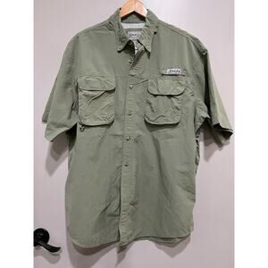Bimini Bay Shirt Mens XL Tall XG TG Green Nylon Vented Fishing Half Sleeve
